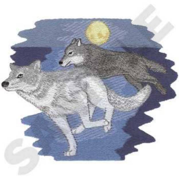 Picture of Running Wolves Machine Embroidery Design
