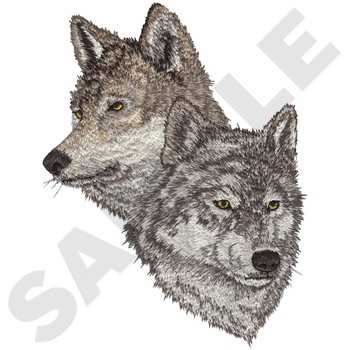 Wolves Heads Machine Embroidery Design