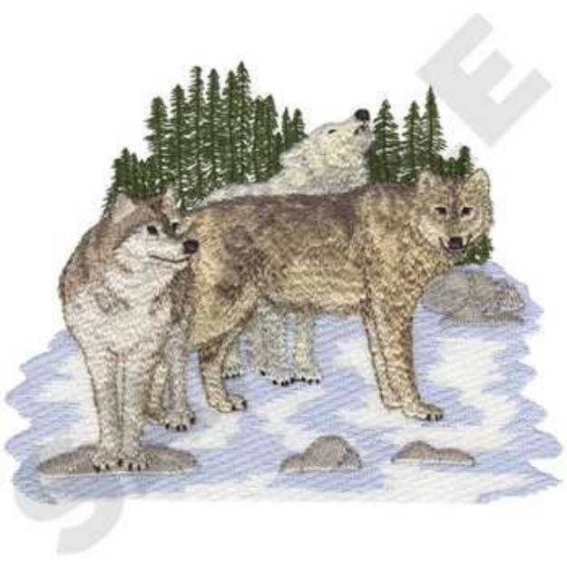 Picture of Wolf Pack Machine Embroidery Design