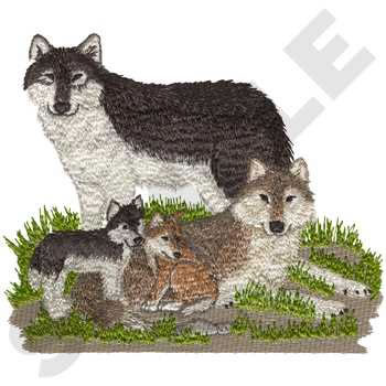 Wolf Family Machine Embroidery Design
