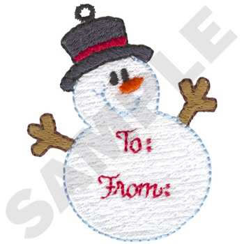 Snowman Gift Tag Machine Embroidery Design