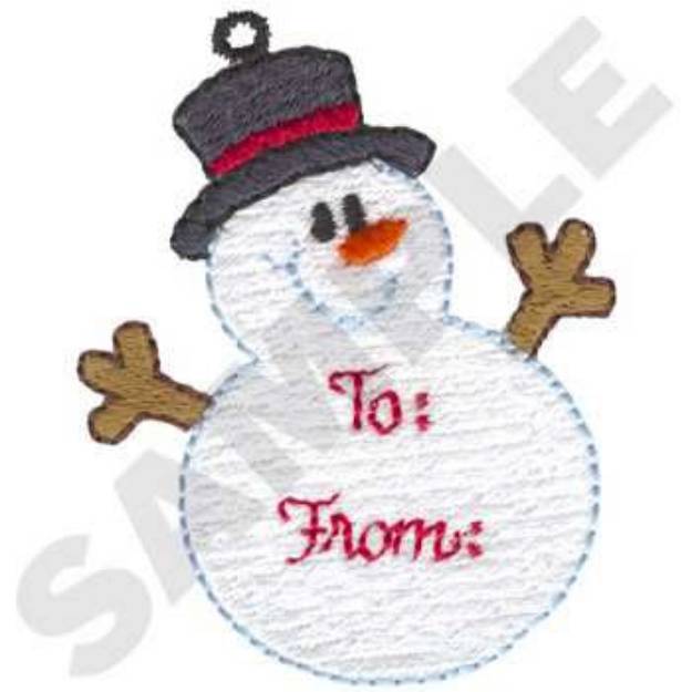 Picture of Snowman Gift Tag Machine Embroidery Design
