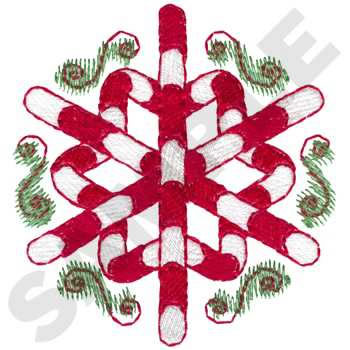 Snowflake Candy Cane Machine Embroidery Design