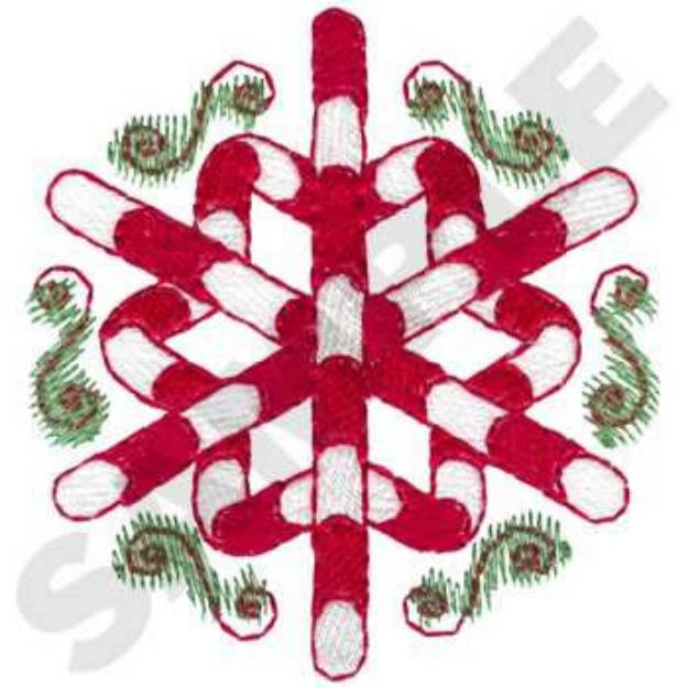 Picture of Snowflake Candy Cane Machine Embroidery Design