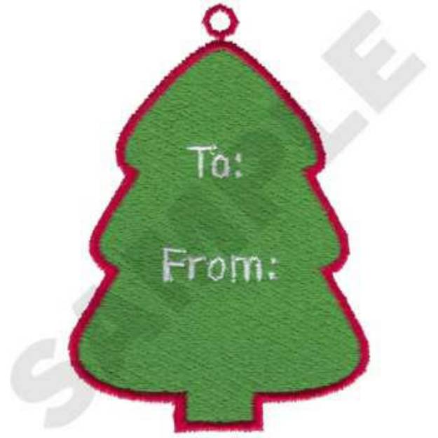 Picture of Christmas Tree Tag Machine Embroidery Design