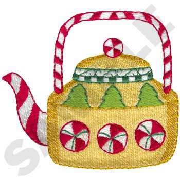 Christmas Tea Pot Machine Embroidery Design