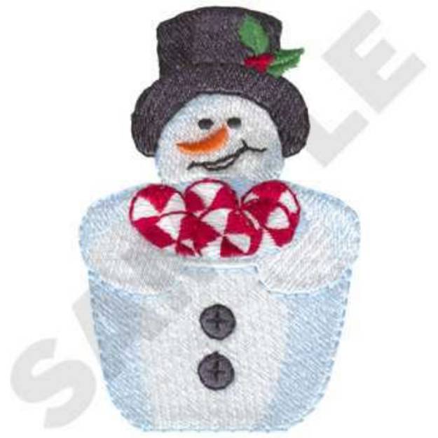 Picture of Snowman Candy Jar Machine Embroidery Design