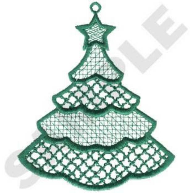 Picture of Lace Christmas Tree Machine Embroidery Design
