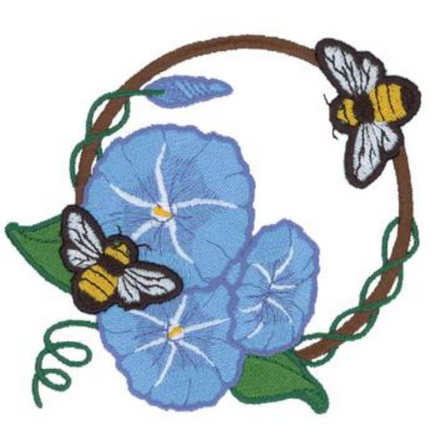 Picture of Flowers And Bees Machine Embroidery Design