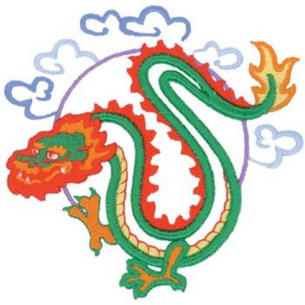 Picture of 3D Oriental Dragon Machine Embroidery Design