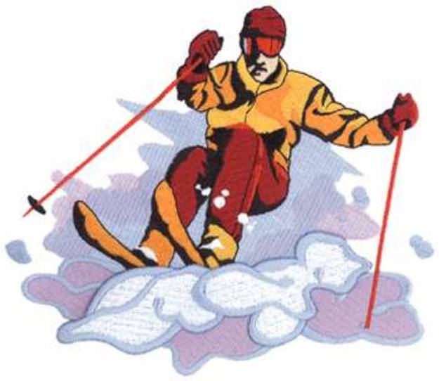 Picture of 3D Puff Skier Machine Embroidery Design