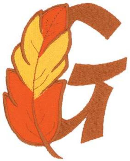 Picture of Feather Letter G Machine Embroidery Design