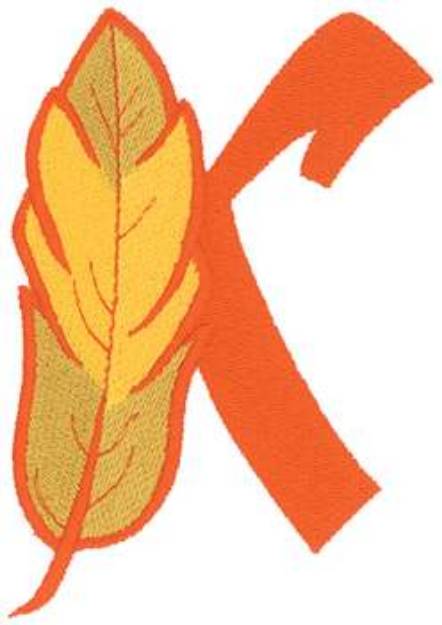 Picture of Feather Letter K Machine Embroidery Design