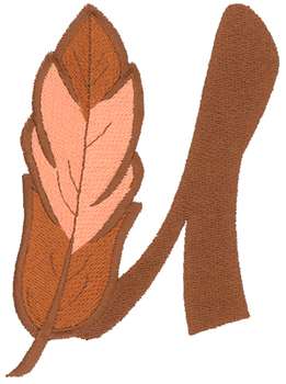 Feather Letter U Machine Embroidery Design