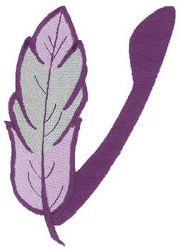 Feather Letter V Machine Embroidery Design