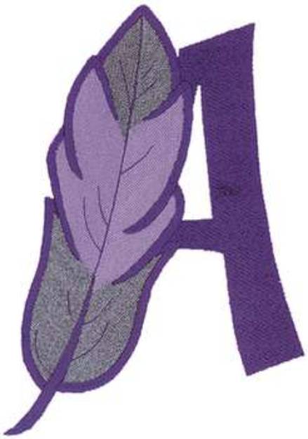 Picture of 5 inch Feather Letter A Machine Embroidery Design