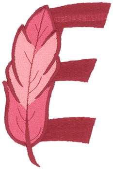 5 inch Feather Letter E Machine Embroidery Design