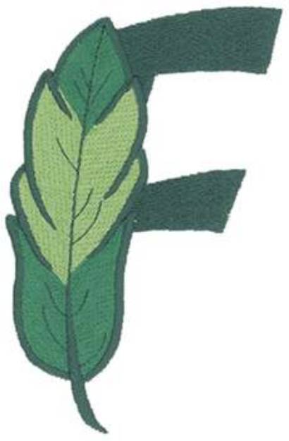 Picture of 5 inch Feather Letter F Machine Embroidery Design