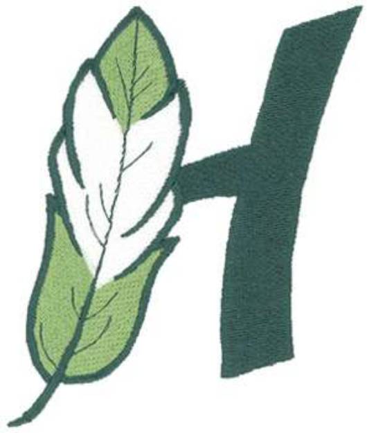 Picture of 5 inch Feather Letter H Machine Embroidery Design