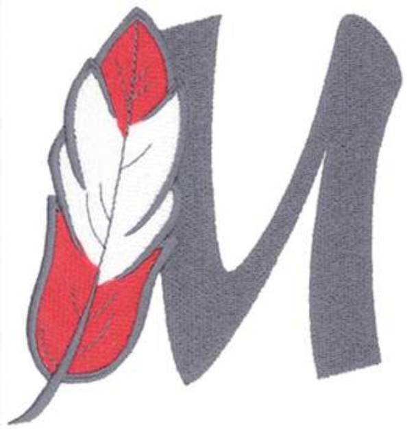 Picture of 5 inch Feather Letter M Machine Embroidery Design