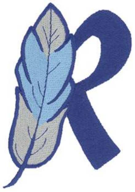 Picture of 5 inch Feather Letter R Machine Embroidery Design