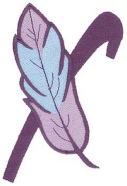 Picture of 5 inch Feather Letter X Machine Embroidery Design