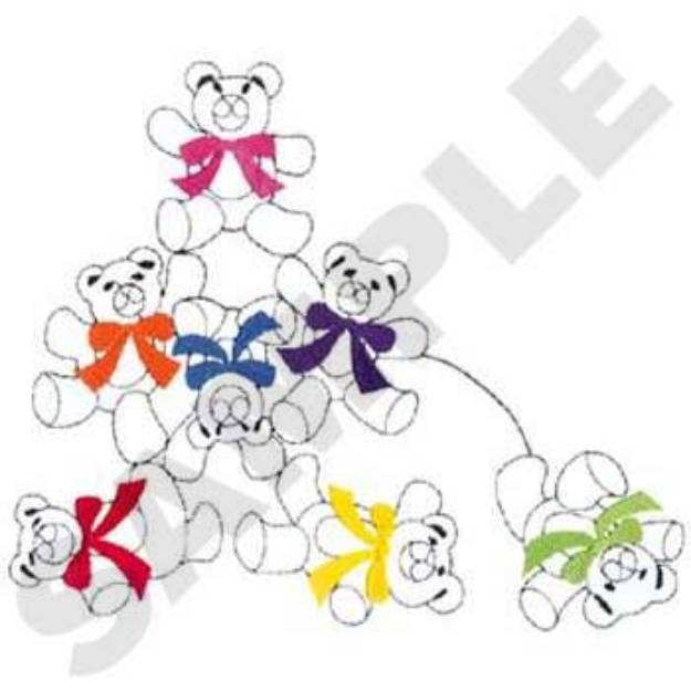 Picture of Tumbling Teddy Bears Machine Embroidery Design