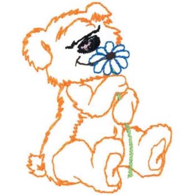 Picture of Teddy With Flower Machine Embroidery Design