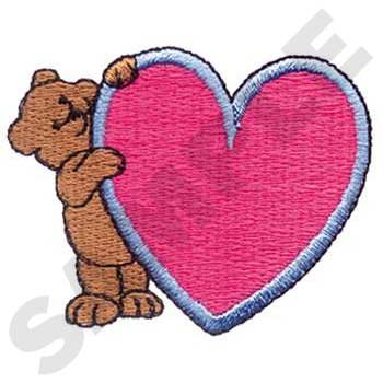 Bear With Heart Machine Embroidery Design