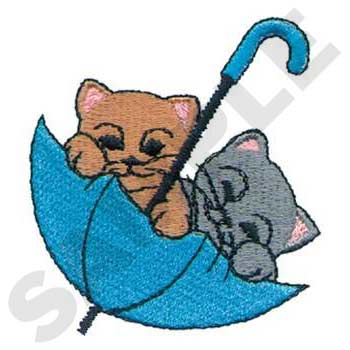 Kittens In Umbrella Machine Embroidery Design