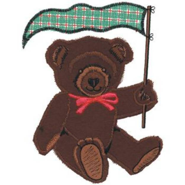 Picture of Teddy With Flag Machine Embroidery Design