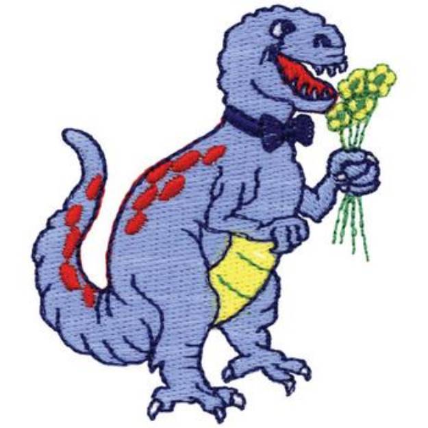 Picture of Dinosaur With Flowers Machine Embroidery Design