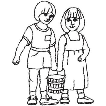 Jack And Jill Outline Machine Embroidery Design