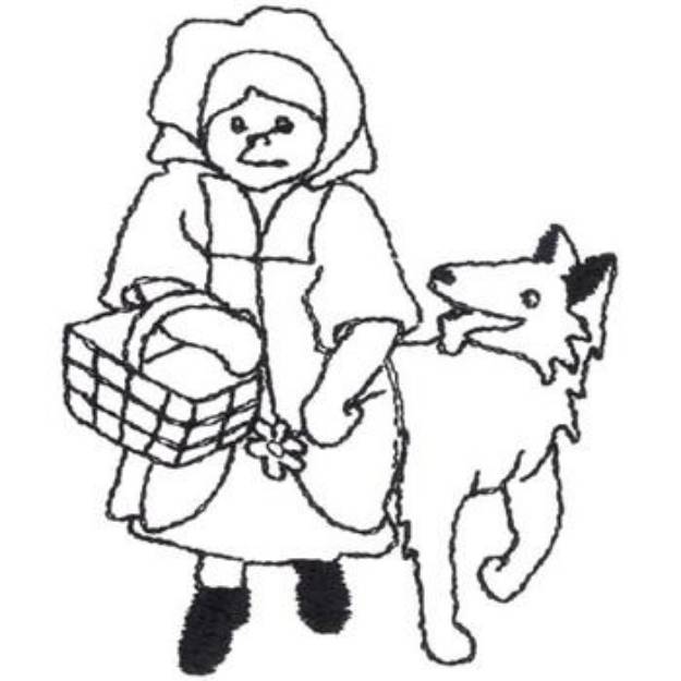 Picture of Red Riding Hood Outline Machine Embroidery Design