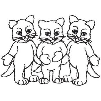 Three Little Kittens Outline Machine Embroidery Design