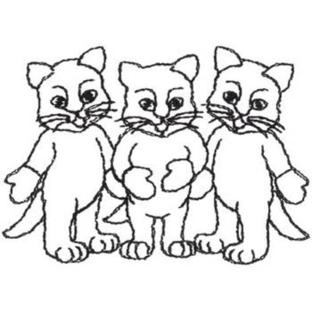 Picture of Three Little Kittens Outline Machine Embroidery Design