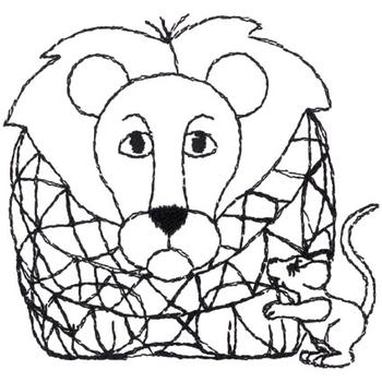 Lion And Mouse Outline Machine Embroidery Design