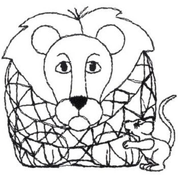 Picture of Lion And Mouse Outline Machine Embroidery Design