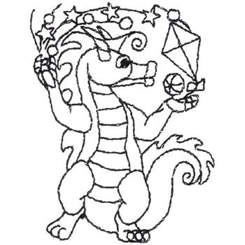 Puff The Dragon Outline Machine Embroidery Design