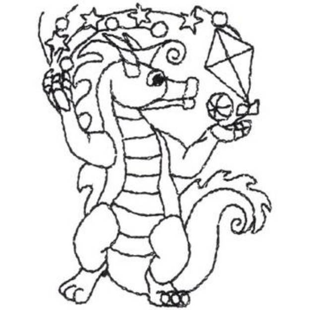 Picture of Puff The Dragon Outline Machine Embroidery Design