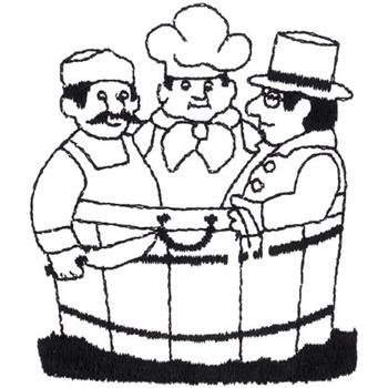 Three Men In Tub Outline Machine Embroidery Design