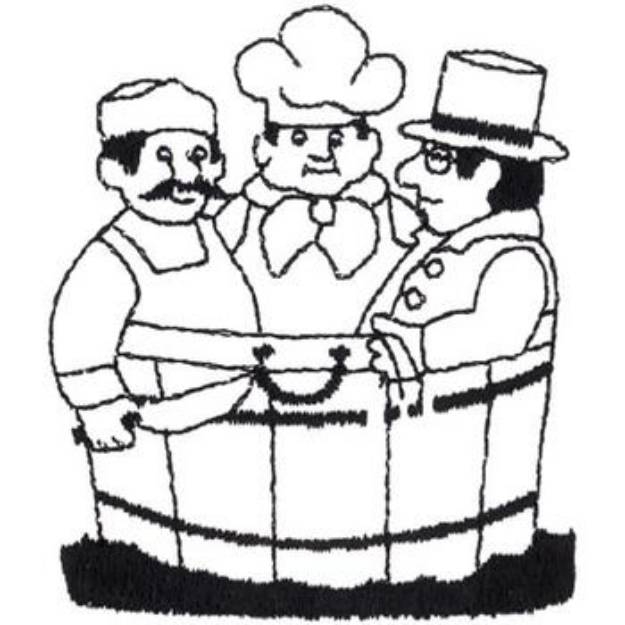 Picture of Three Men In Tub Outline Machine Embroidery Design