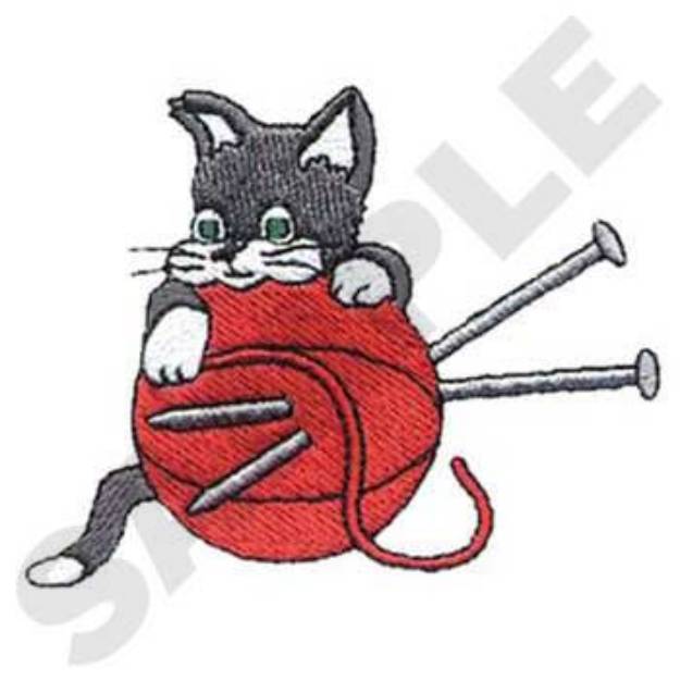 Picture of Kitten With Yarn Machine Embroidery Design