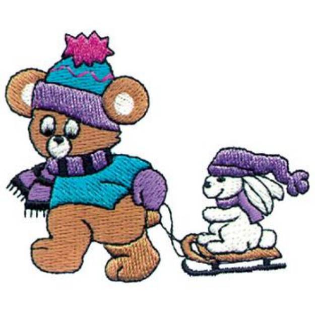 Picture of Bear With Bunny Machine Embroidery Design