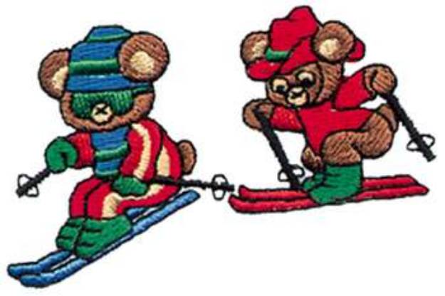 Picture of Skiing Bears Machine Embroidery Design