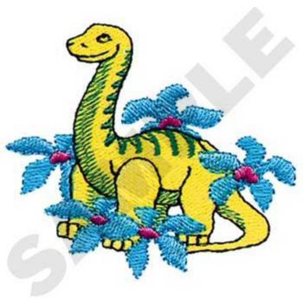 Picture of Dino With Flowers Machine Embroidery Design