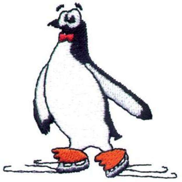 Picture of Penguin With Skates Machine Embroidery Design