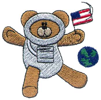 Astronaut Bear Machine Embroidery Design