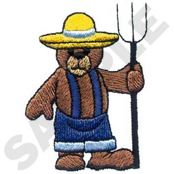 Farmer Bear Machine Embroidery Design