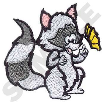 Raccoon With Butterfly Machine Embroidery Design